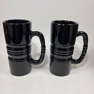 Indiana Glass Black Mugs Tiara Exclusive Milk Opaque 10036 Baluster 12oz Lot 2